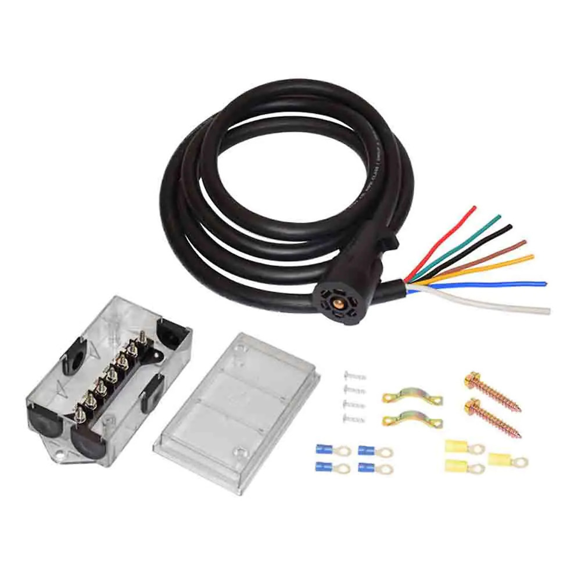 Curt Manufacturing 7-Way Plug Cord with Color-Coded Junction Box — 8ft., Water-Resistant, Model# 5067003-667